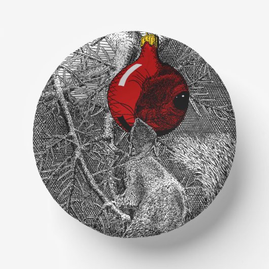 Squirrel in Christmas Tree ペーパーボウル (正面)