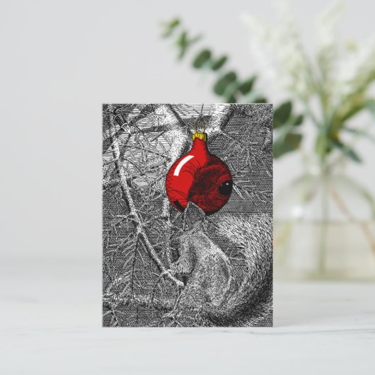 Squirrel in Christmas Tree ポストカード (スタンド正面)