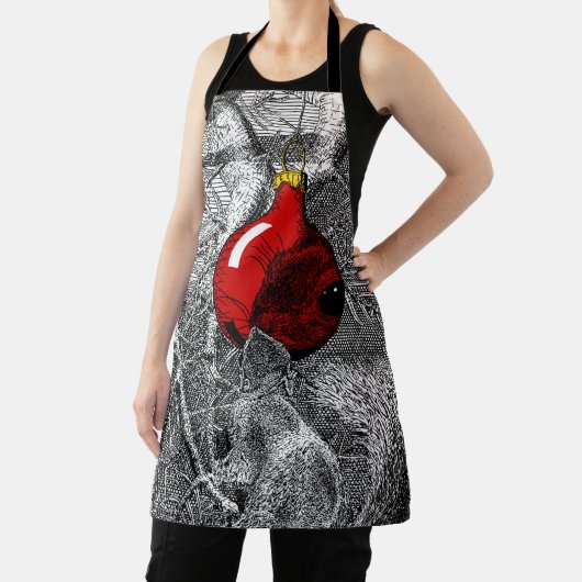 Squirrel in Christmas Tree Ornament エプロン (インサイチュ)