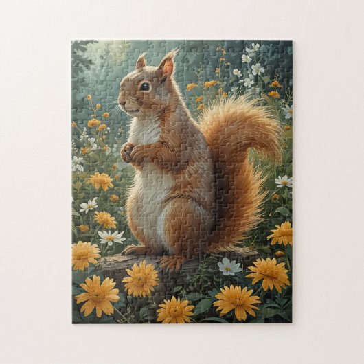 squirrel in the flowers ジグソーパズル (縦)