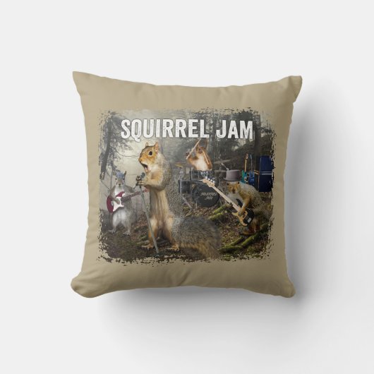 Squirrel Jam – ロックおもしろいバンド クッション (正面)