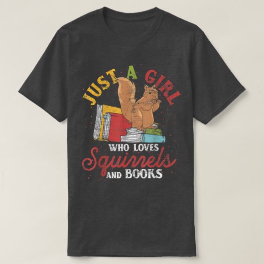 Squirrel Librarian Girls Forest Animal Book Lover Tシャツ (デザイン正面)