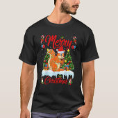 Squirrel Lights Xmas Tree Santa Squirrel Christmas Tシャツ (正面)