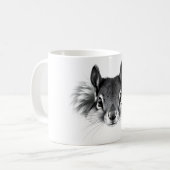 Squirrel Lover Tシャツ – リアルな白黒D コーヒーマグカップ (正面左)