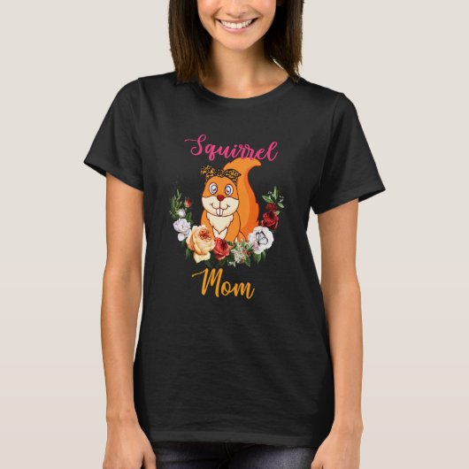 Squirrel Mom Floral Squirrel Bow Tie Lover Mother' Tシャツ (正面)