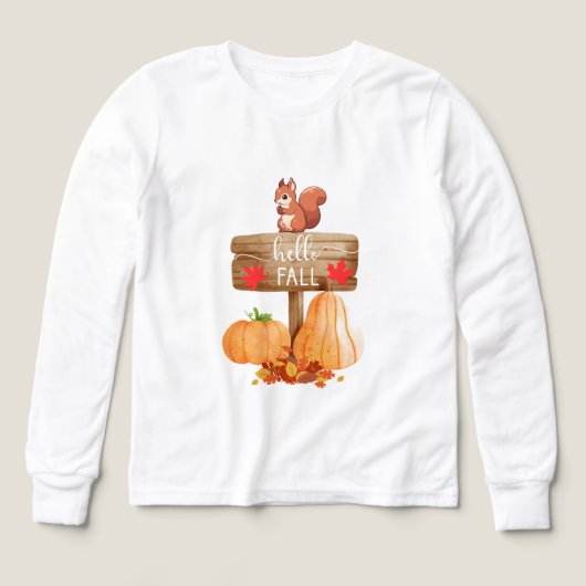 Squirrel on sign with pumpkins and leaves (デザイン正面)