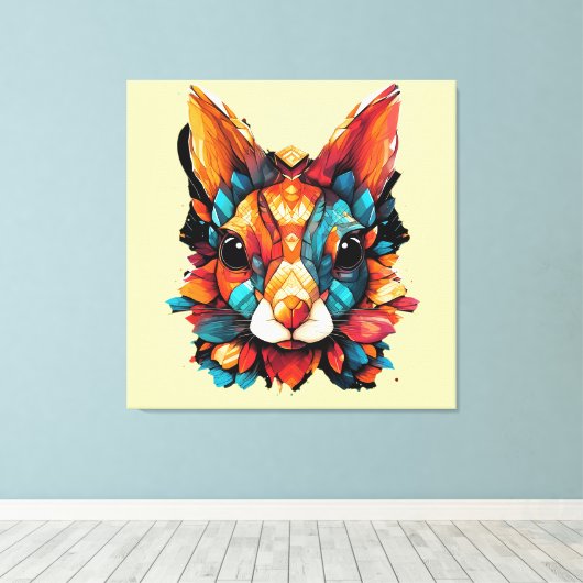 Squirrel Popart キャンバスプリント (インサイチュ (ウッドフロア))