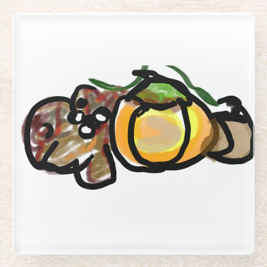 Squirrel pumpkins  ガラスコースター (正面)