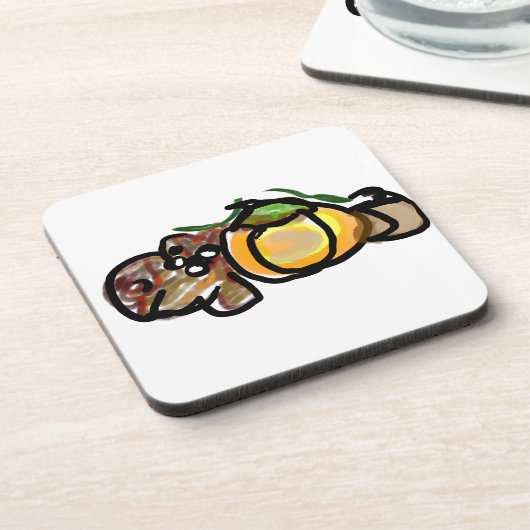 Squirrel pumpkins  コースター (左側)