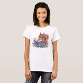 Squirrel Reading A Book, Nestled In Flowers Tシャツ (正面フル)