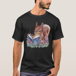 Squirrel Reading A Book, Nestled In Flowers Tシャツ