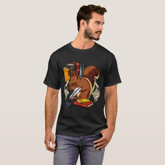 Squirrel Reading Book Tシャツ (正面フル)