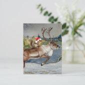 Squirrel Santa and Adorable Reindeer Christmas ポストカード (スタンド正面)