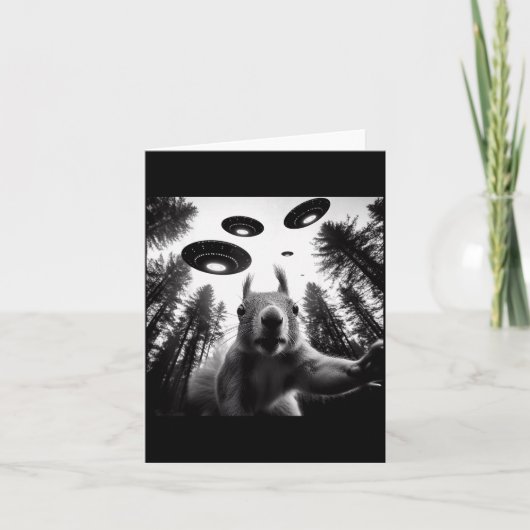 Squirrel Selfie With Alien Ufo Funny For Men Women カード (正面)
