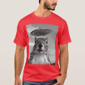 Squirrel Sie With Alien UFO Funny Squirrel Gifts F Tシャツ (正面)