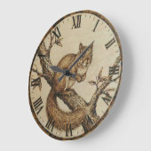 Squirrel Wall Clock - Cozy Woodland Charm ラージ壁時計 (傾斜)