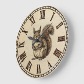 Squirrel Wall Clock - Warm Woodland Touch ラージ壁時計 (傾斜)