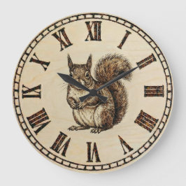 Squirrel Wall Clock - Warm Woodland Touch ラージ壁時計