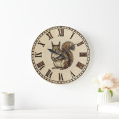 Squirrel Wall Clock _ Wood-Burned style  ラージ壁時計 (ホーム)