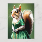 Squirrel Wearing Green Dress ポストカード (正面)