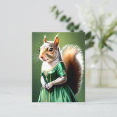Squirrel Wearing Green Dress ポストカード (スタンド正面)