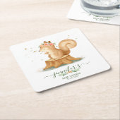 Squirrel wildlife baby newborn スクエアペーパーコースター (アングル)