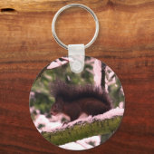 Squirrel Winter Photo Basicボタンキーリング キーホルダー (正面)