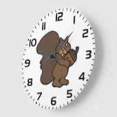 Squirrel with Acorn Cute Woodland Animal ラージ壁時計 (傾斜)