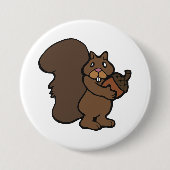 Squirrel with Acorn Cute Woodland Animal 缶バッジ (正面)