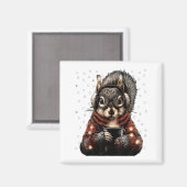 Squirrel With Gles Christmas Lights Funny Coffee W マグネット (正面/裏面)