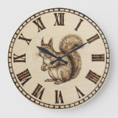 Squirrel Wooden Wall Clock ラージ壁時計 (正面)