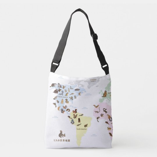 Squirrel World Map 大きなリスの世界地図 クロスボディバッグ Zazzle Co Jp