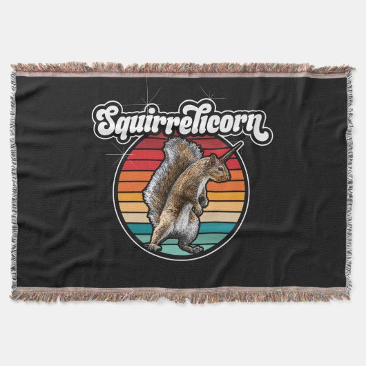 Squirrelicorn - おもしろい、ヴィンテージ スローブランケット (正面)