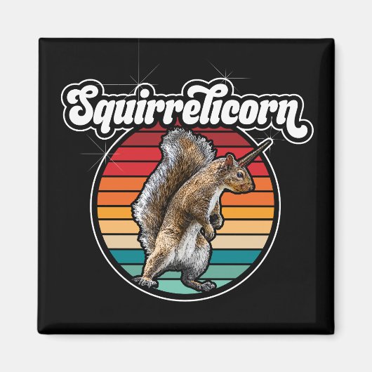 Squirrelicorn - おもしろい、ヴィンテージ マグネット (正面)