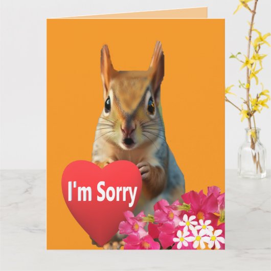 Squirrelly Sweet Heart Apology Card カード (黄色い花)