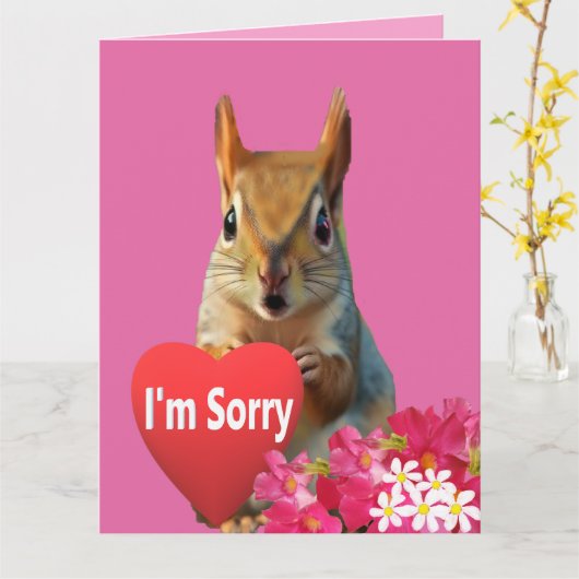 Squirrelly Sweet Heart Apology Card カード (黄色い花)