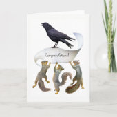 Squirrels and Crow Congratulations Card カード (正面)