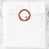 Squirrels and Holly Holiday ラウンドシール (バッグ)