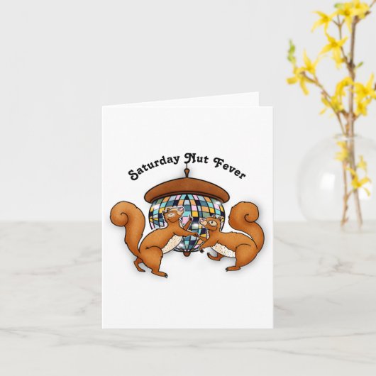 Squirrels Disco Funny Party  カード (黄色い花)