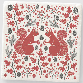 Squirrels in the Forest Art ストーンコースター