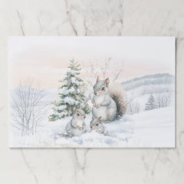 Squirrels in winter forest  ペーパーパッド