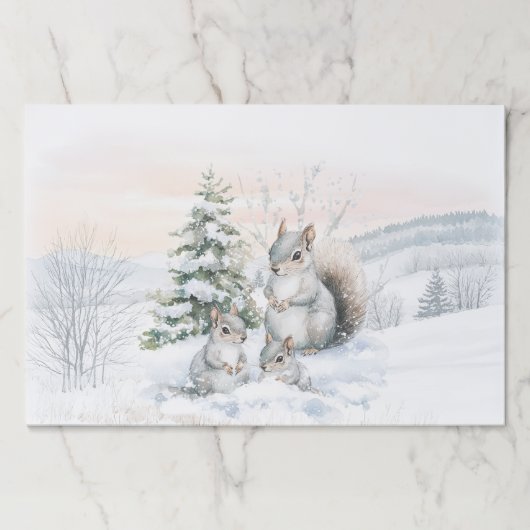 Squirrels in winter forest  ペーパーパッド (正面)