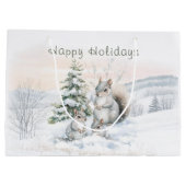 Squirrels in winter forest  ラージペーパーバッグ (裏面)