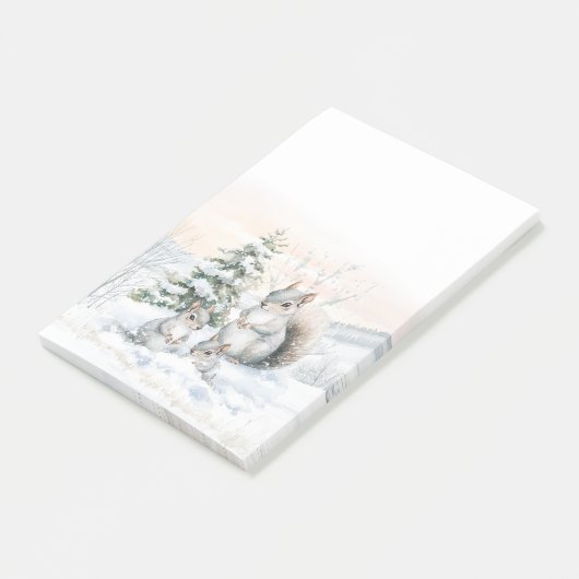 Squirrels in Winter Snow Post-It Notes ポストイット (アングル)