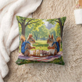 Squirrels Playing Chess In a City Park クッション (ブランケット)