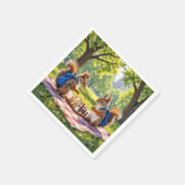 Squirrels Playing Chess In a City Park スタンダードカクテルナプキン (角)