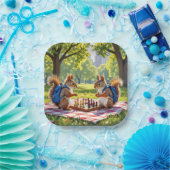 Squirrels Playing Chess In a City Park ペーパープレート (パーティー)