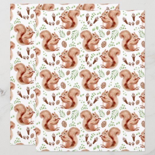 Squirrels Scrapbook Paper (正面/裏面)