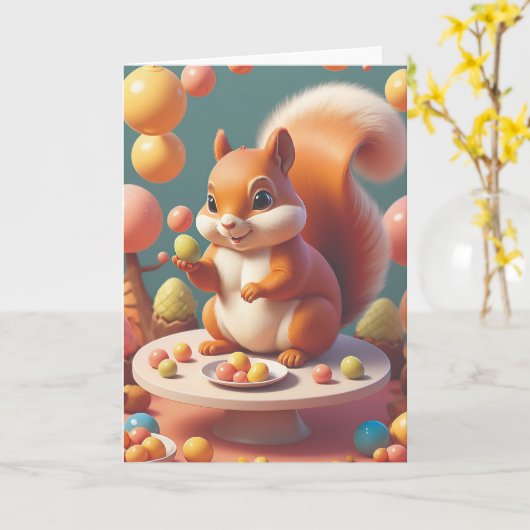 Squirrel's Sweet Soiree カード (黄色い花)
