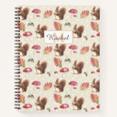 Squirrels & Toadstools Autumn Pattern Personalised ノートブック (正面)